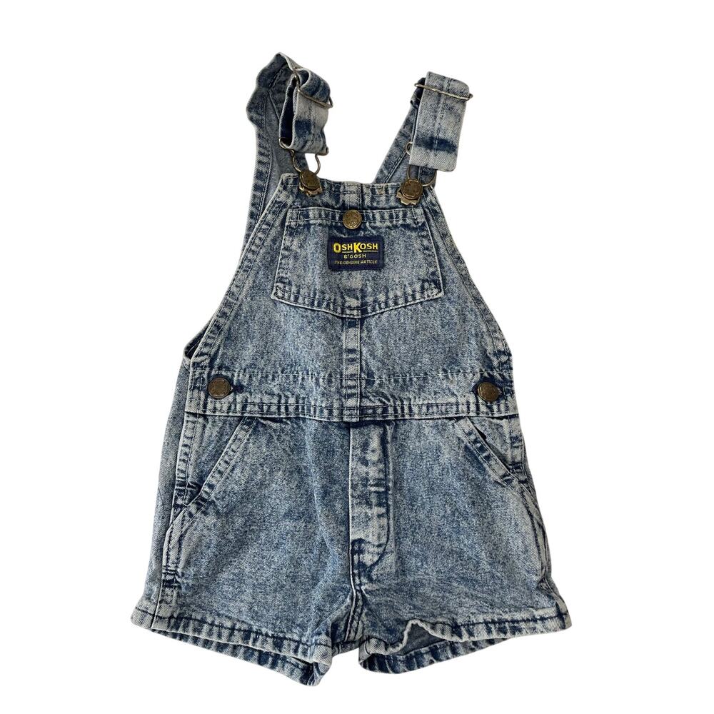 Vintage 90s Acid Wash Shortalls Overalls Size 3T Retro Summer Streetwear Unisex